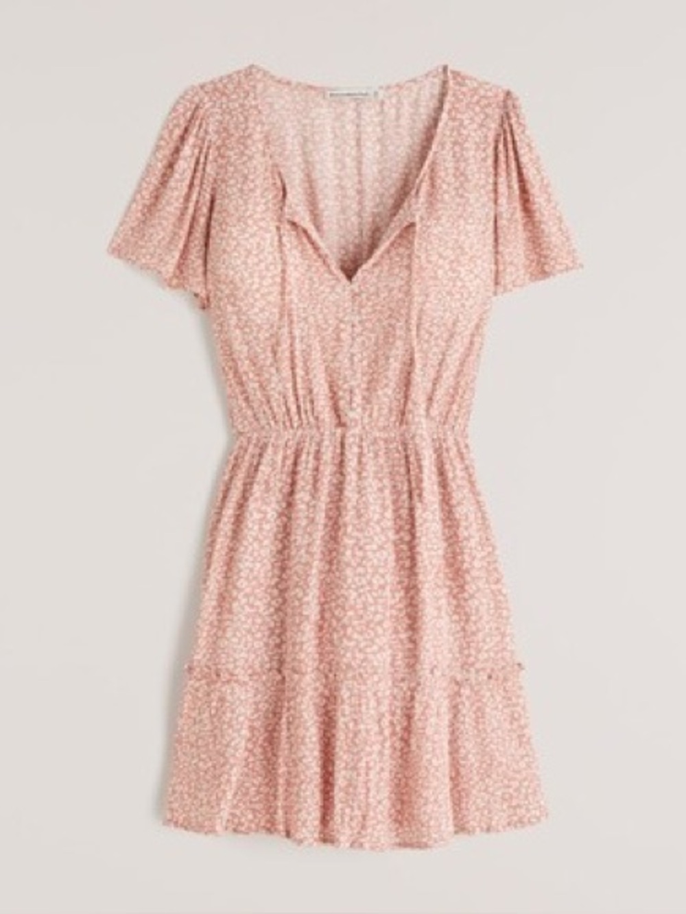 Abercrombie & Fitch Easy Waist Tiered Mini Dress Womens Size XS Pink Cottagecore